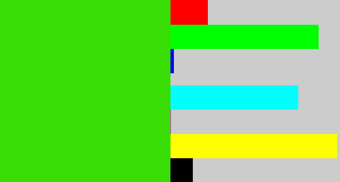 Hex color #37dd05 - vivid green