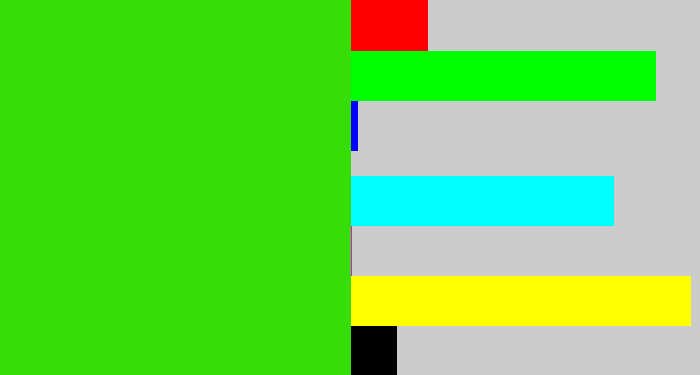 Hex color #37dd06 - vivid green