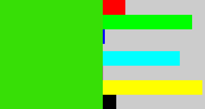Hex color #37df06 - vivid green