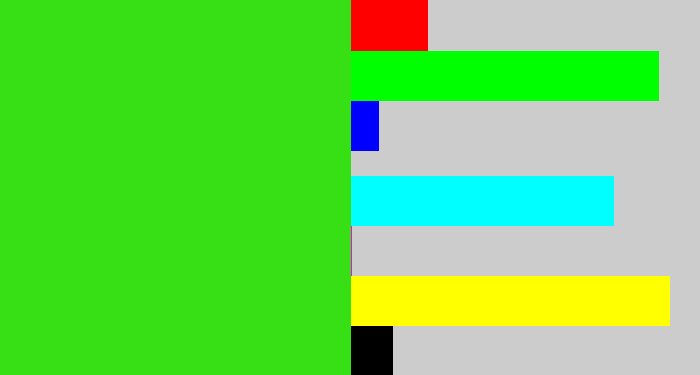 Hex color #37e014 - vivid green