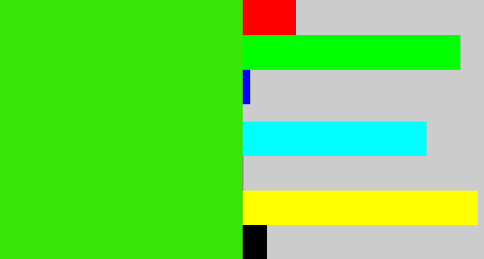 Hex color #37e507 - vivid green
