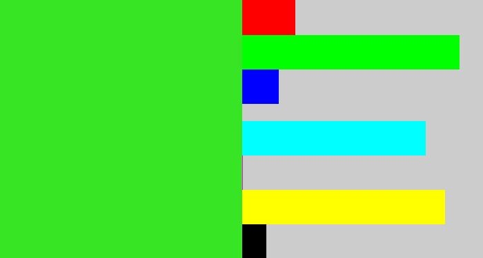 Hex color #37e525 - radioactive green