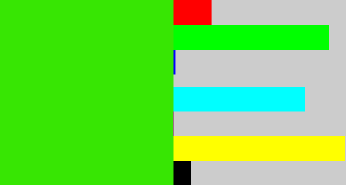 Hex color #37e603 - vivid green