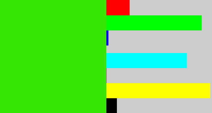 Hex color #37e604 - vivid green