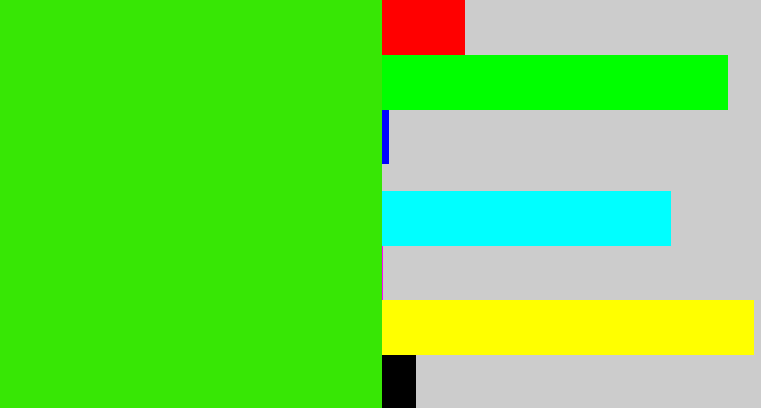 Hex color #37e705 - vivid green