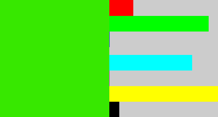 Hex color #37e800 - vivid green