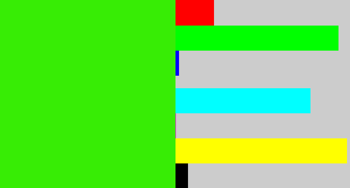 Hex color #37ed05 - vivid green