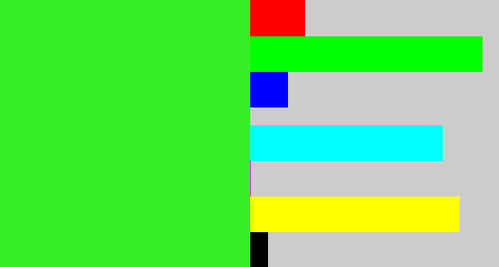 Hex color #37ed26 - radioactive green