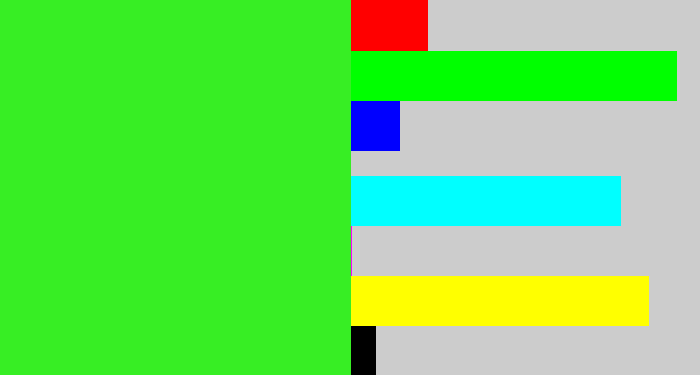 Hex color #37ee24 - radioactive green
