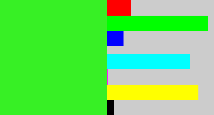 Hex color #37f025 - radioactive green