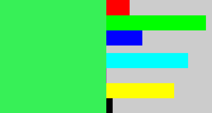Hex color #37f057 - bright light green