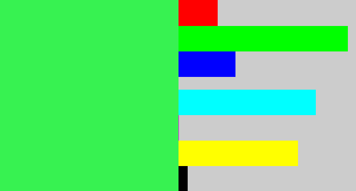Hex color #37f251 - bright light green