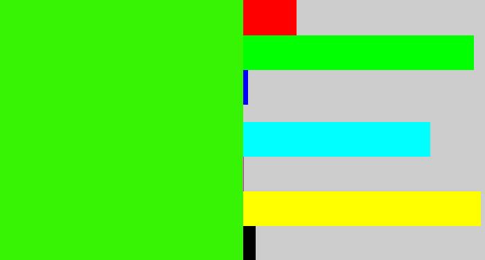 Hex color #37f304 - vivid green