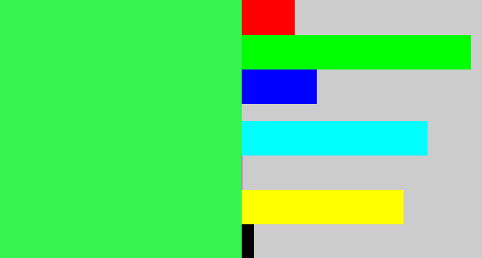 Hex color #37f350 - bright light green