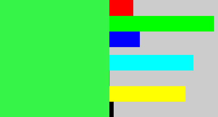 Hex color #37f448 - bright light green