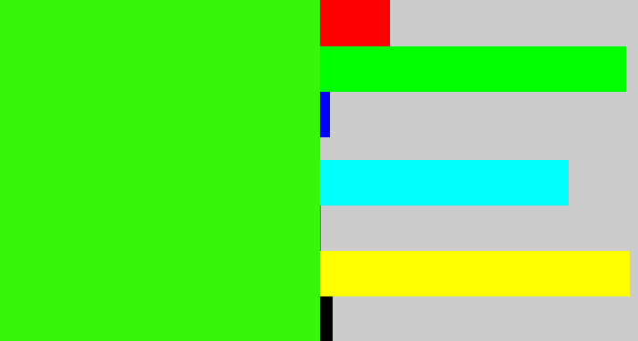 Hex color #37f608 - vivid green