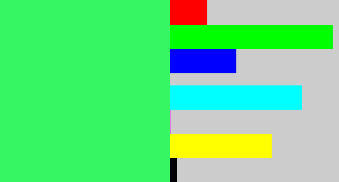 Hex color #37f663 - bright light green