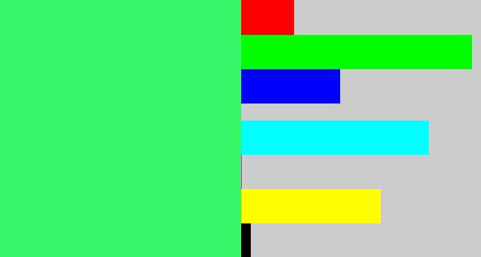 Hex color #37f668 - bright light green
