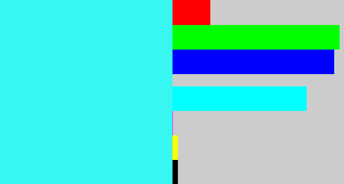 Hex color #37f7f0 - bright cyan