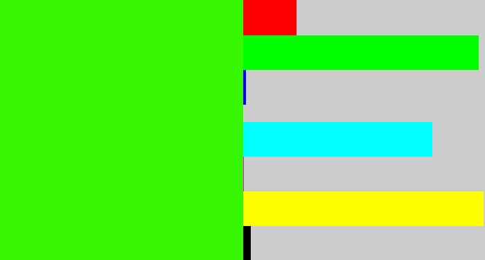Hex color #37f802 - vivid green
