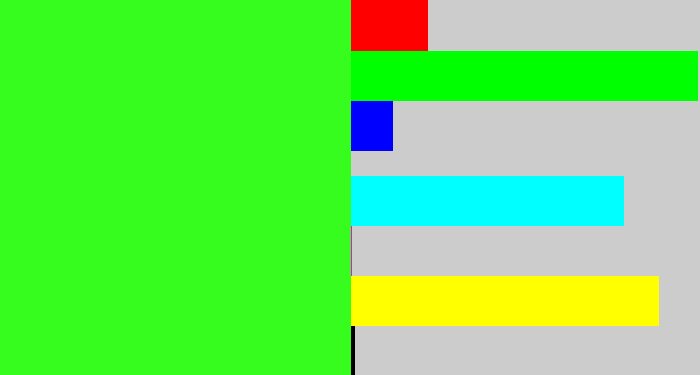 Hex color #37fd1e - radioactive green