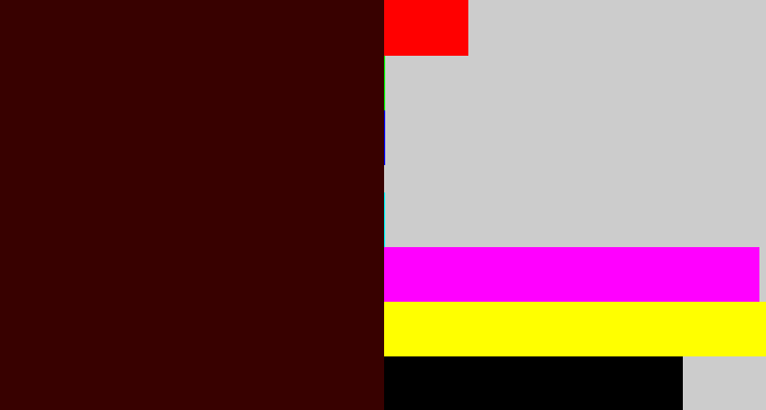 Hex color #380100 - dark maroon