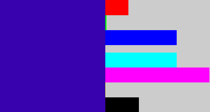 Hex color #3802ae - indigo blue