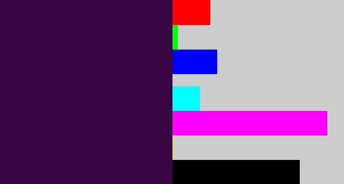 Hex color #380743 - dark purple
