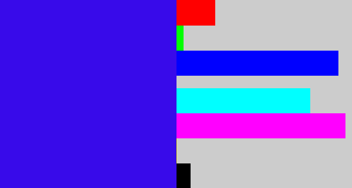 Hex color #380aea - blue/purple