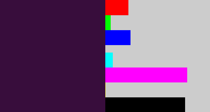 Hex color #380d3c - dark purple