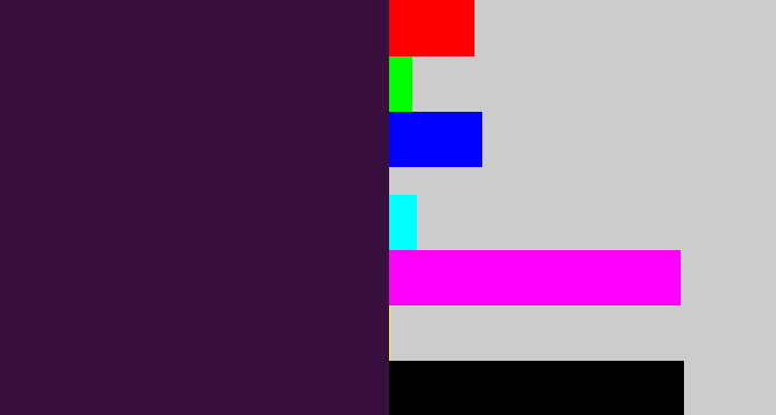 Hex color #380f3c - dark purple
