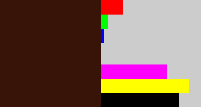 Hex color #381307 - dark brown