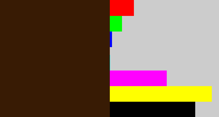 Hex color #381b04 - dark brown