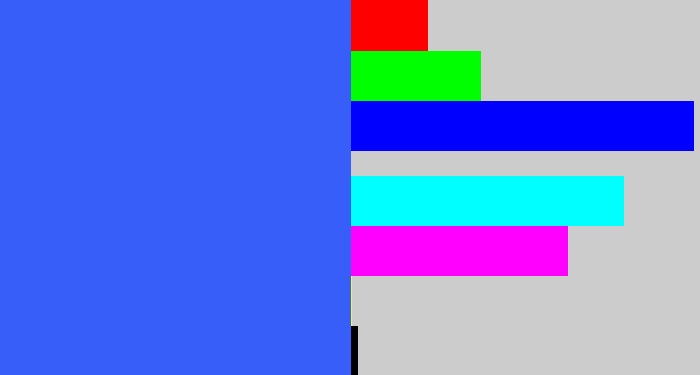 Hex color #385ef9 - lightish blue