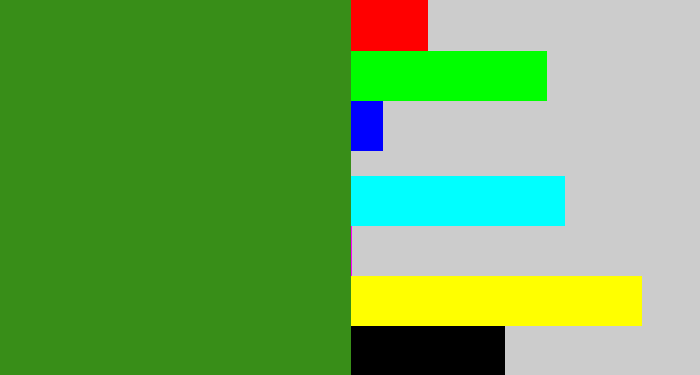 Hex color #388e18 - grass green