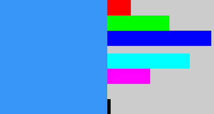 Hex color #3894f8 - dodger blue