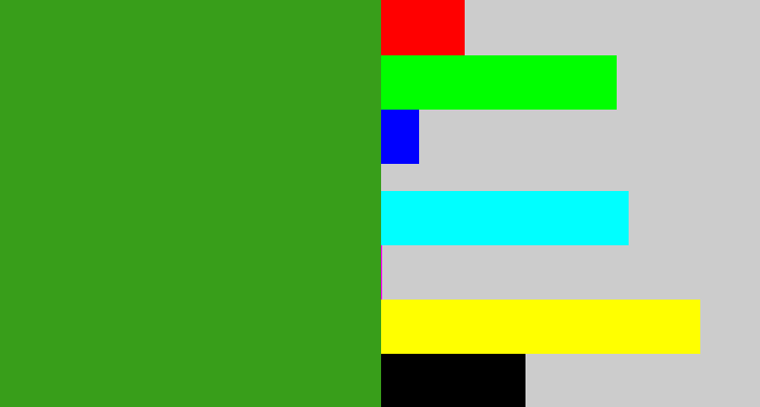 Hex color #389e1a - grass green