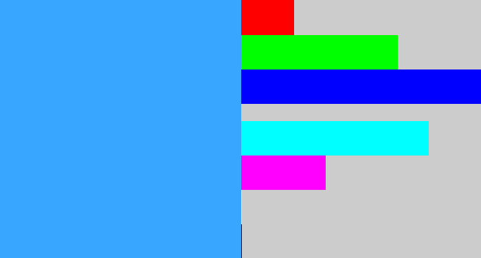 Hex color #38a6ff - dodger blue