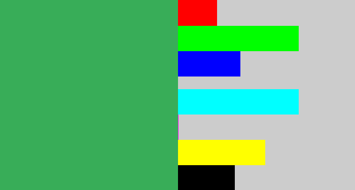 Hex color #38ad58 - medium green
