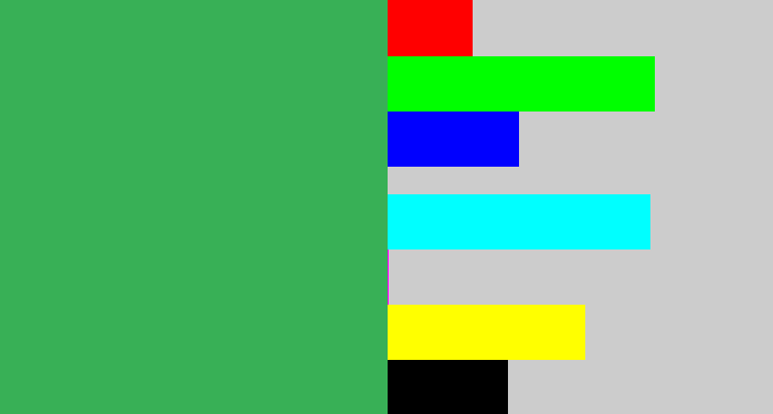 Hex color #38b056 - medium green