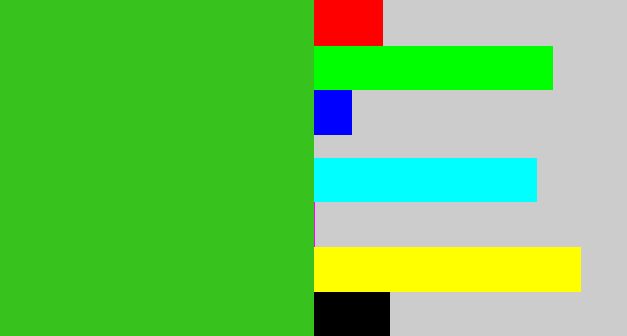 Hex color #38c21e - frog green