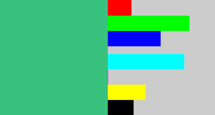Hex color #38c27e - greenish teal