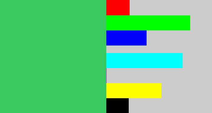 Hex color #38ca61 - cool green