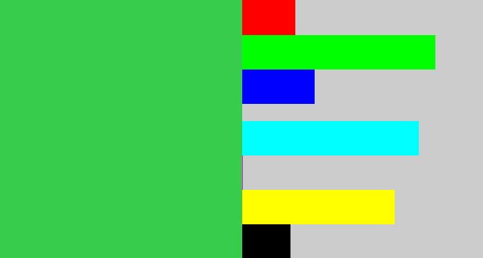 Hex color #38cc4c - medium green