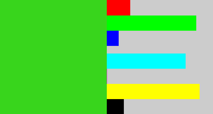 Hex color #38d51c - vivid green
