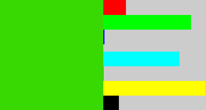 Hex color #38d802 - vivid green