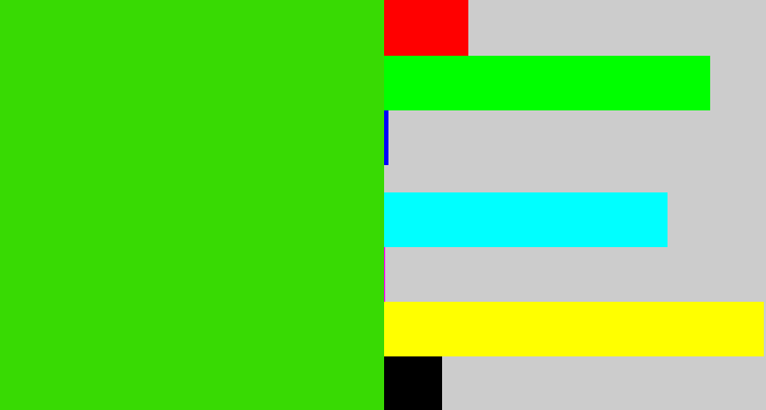 Hex color #38da03 - vivid green