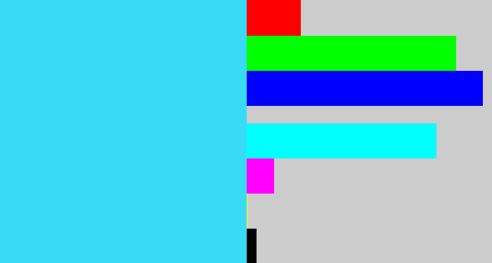Hex color #38daf6 - bright light blue