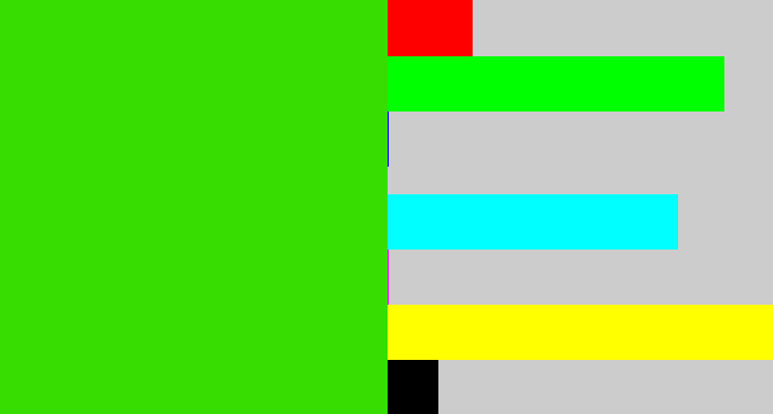 Hex color #38dd00 - vivid green