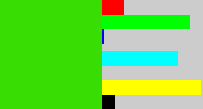 Hex color #38dd04 - vivid green